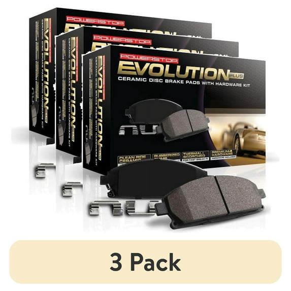 (3 pack) Power Stop Front Z17 Evolution Ceramic Brake Pads with Hardware 17-1210