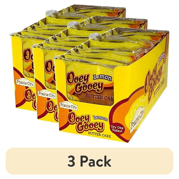 (3 pack) Prairie City Bakery Lemon Ooey Gooey Butter Cake, 1 Box, 10 Cakes