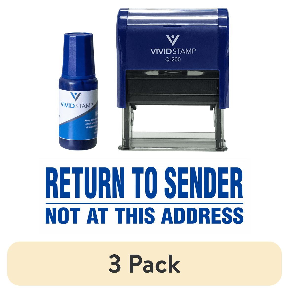 (3 pack) Precision and Convenience: Vivid Stamp Return To Sender Not At This Address Self Inking Rubber Stamp Combo With Refill (Blue Ink) - Medium