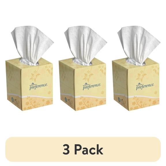(3 pack) Preference Cube Box Facial Tissue by GP Pro 2 Ply - 7.65" x 8.85" - White - Soft, Absorbent - 100 Per Box - 1 Box