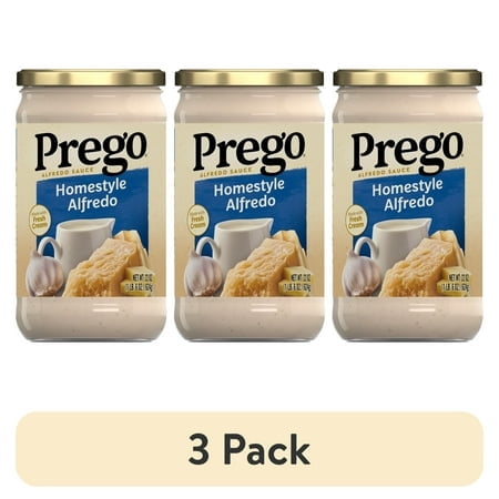 (3 pack) Prego Homestyle Alfredo Pasta Sauce, 22 oz Jar