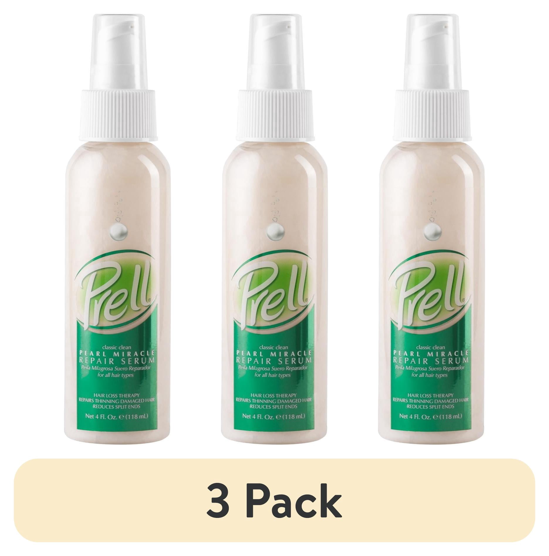 (3 pack) Prell Classic Clean Pearl Miracle Repair Serum for All Hair Types Hair Loss Therapy Repairs Thinning Damaged Hair Reduces Split Ends 4 fl oz