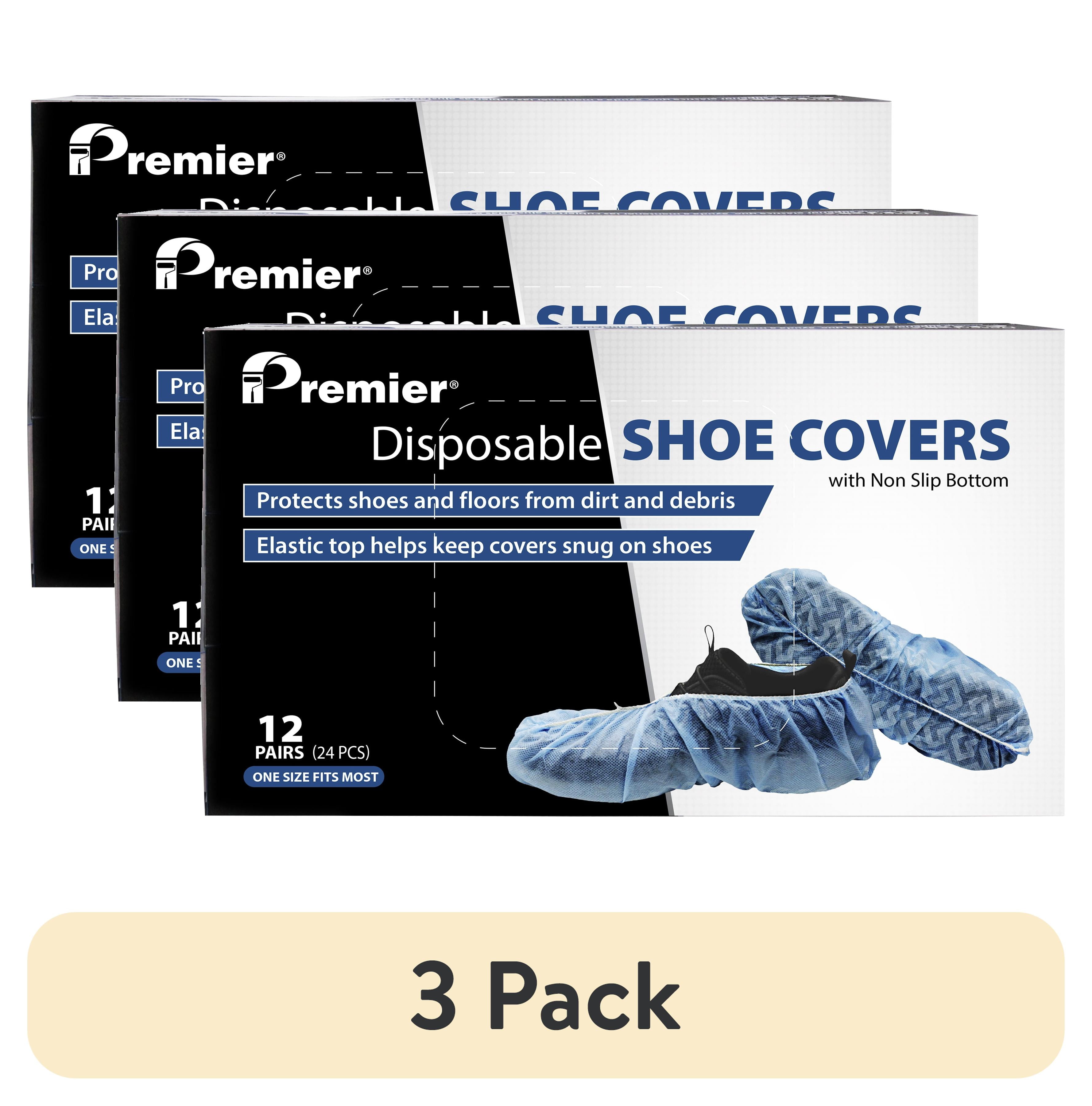 (3 pack) Premier Paint Roller 12 Pairs Slip Resistant Disposable Polyproylene Fabric Shoe Covers