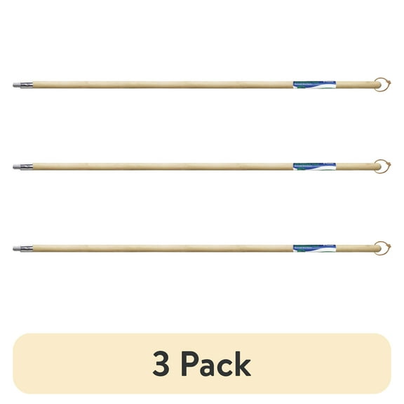 (3 pack) Premier Paint Roller 4' Bamboo Extension Pole with Threaded Metal Tip