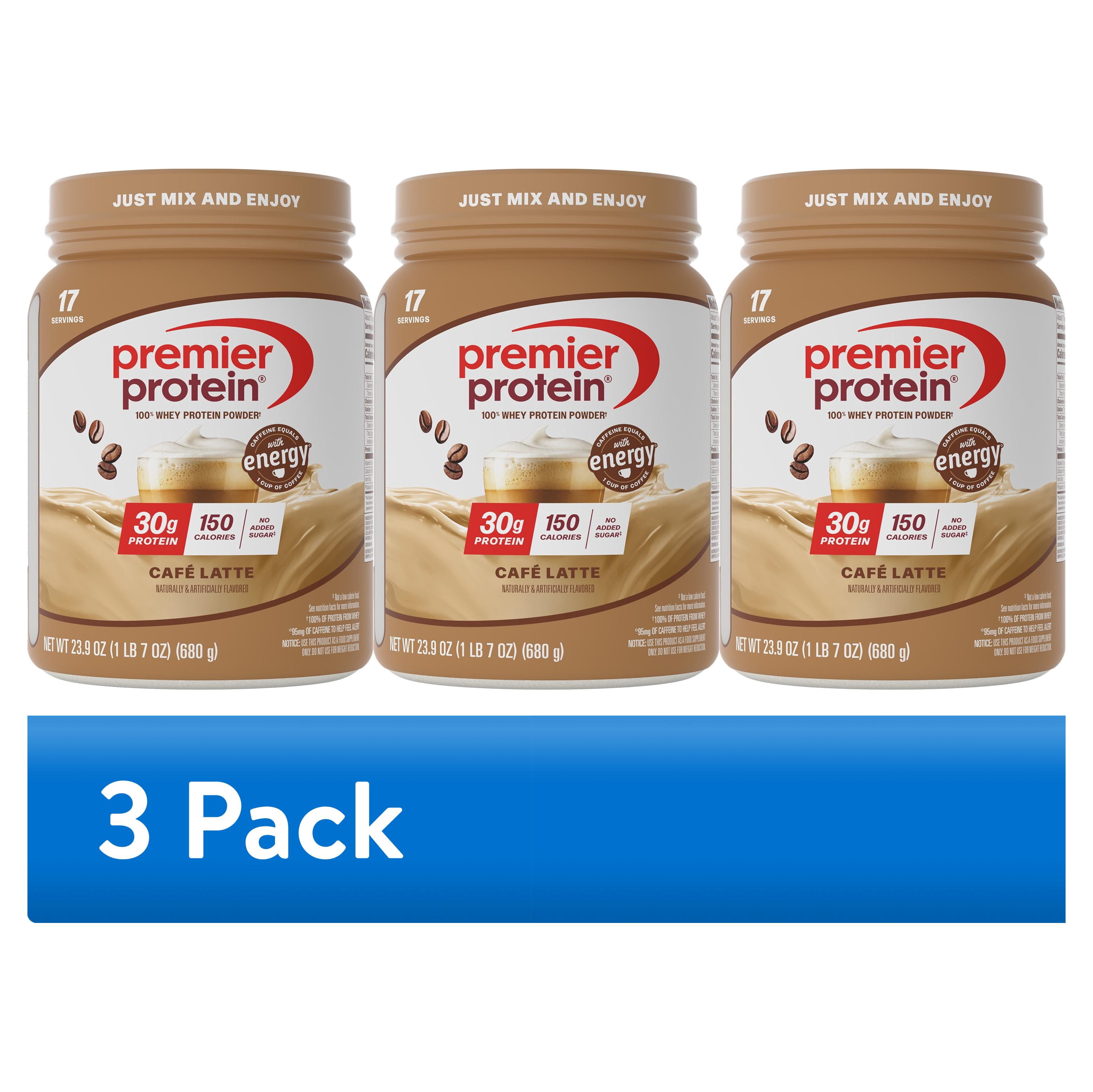(3 pack) Premier Protein 100% Whey Protein Powder, Café Latte, 30g Protein, 23.9 oz, 1.5lb