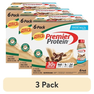 (3 pack) Premier Protein Shake, Café Latte, 30g Protein, 11.5 Fl Oz, 6 Ct