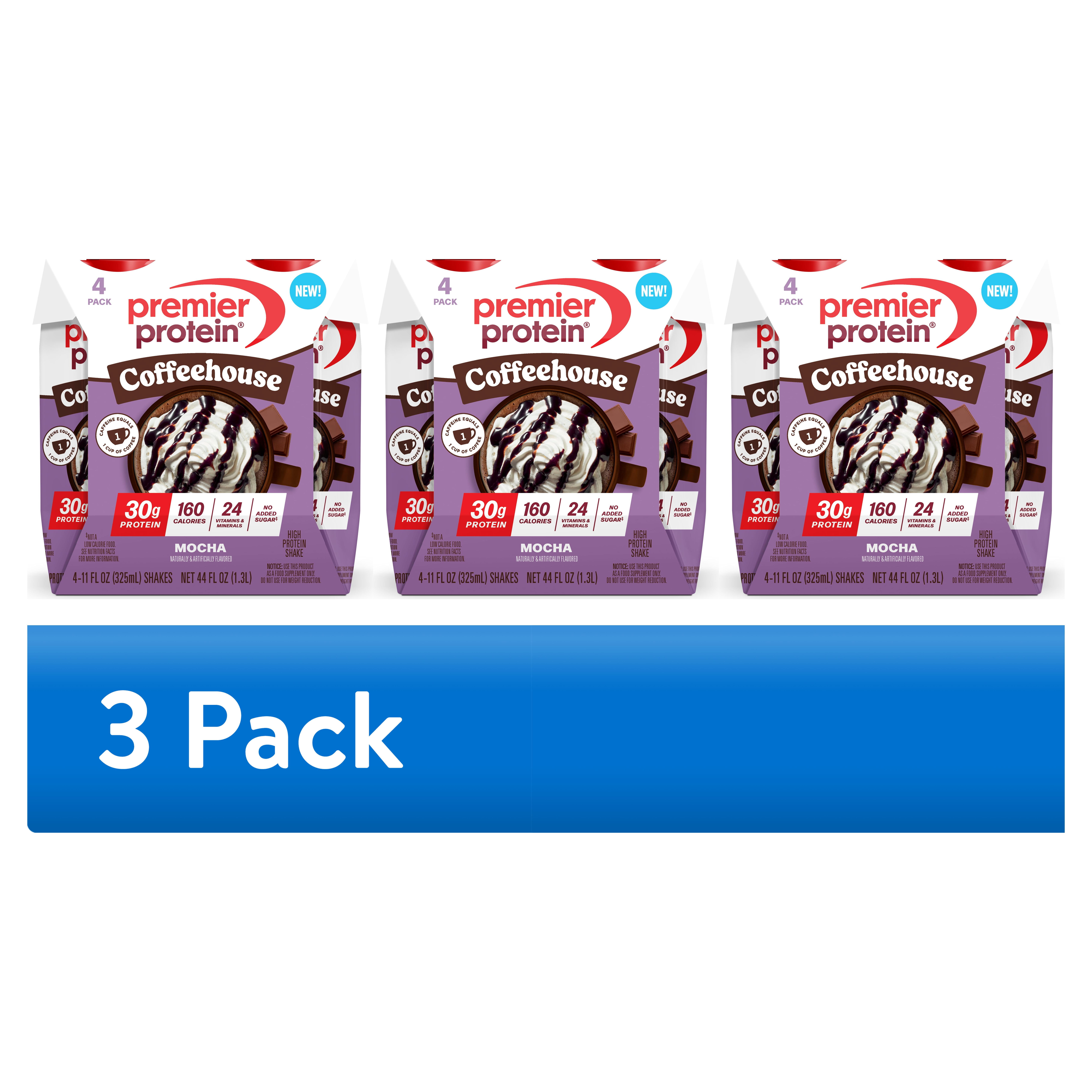 (3 pack) Premier Protein Shake, Coffeehouse Mocha, 30g Protein, 11 Fl Oz, 4 Ct
