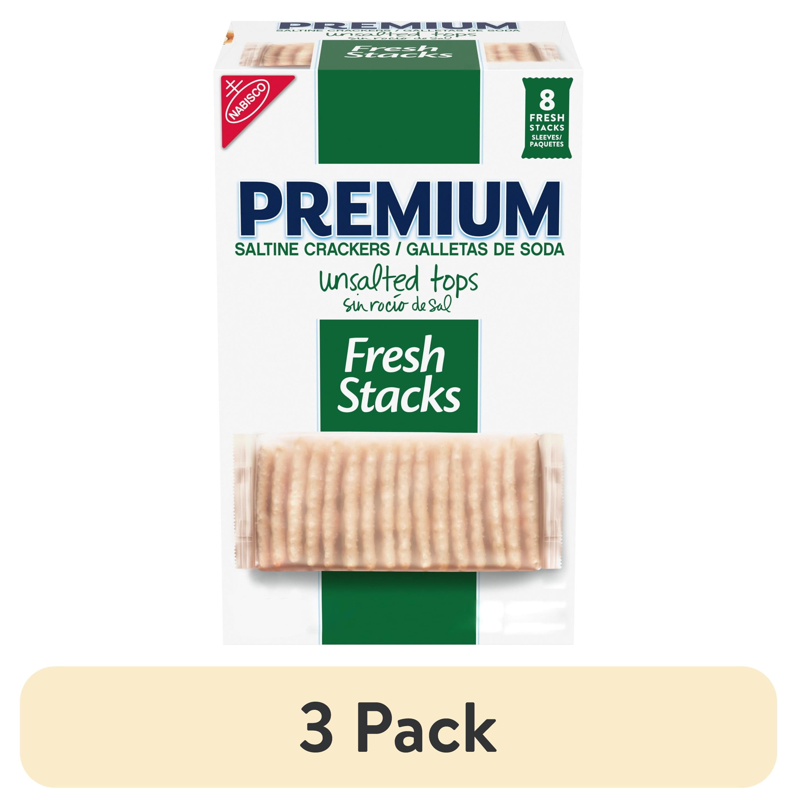 (3 pack) Premium Fresh Stacks Unsalted Tops Saltine Crackers, Travel Snacks, 14.2 oz (8 Multi Snack Packs)