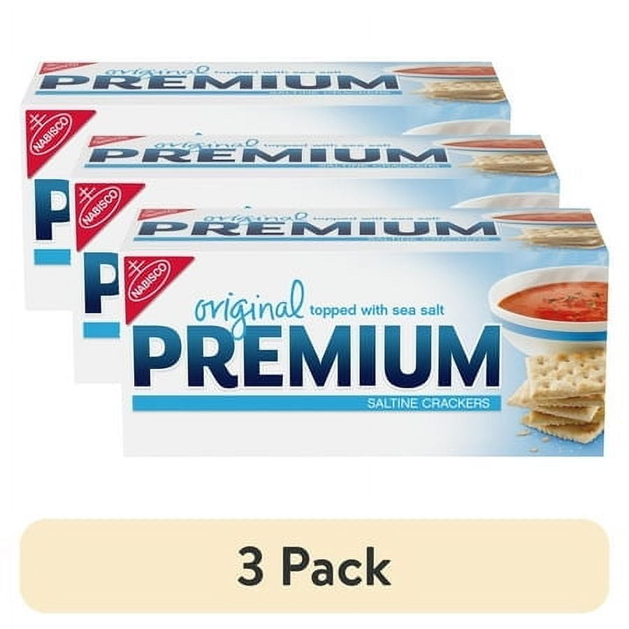 (3 pack) Premium Original Saltine Crackers, Lunch Snacks, 16 oz