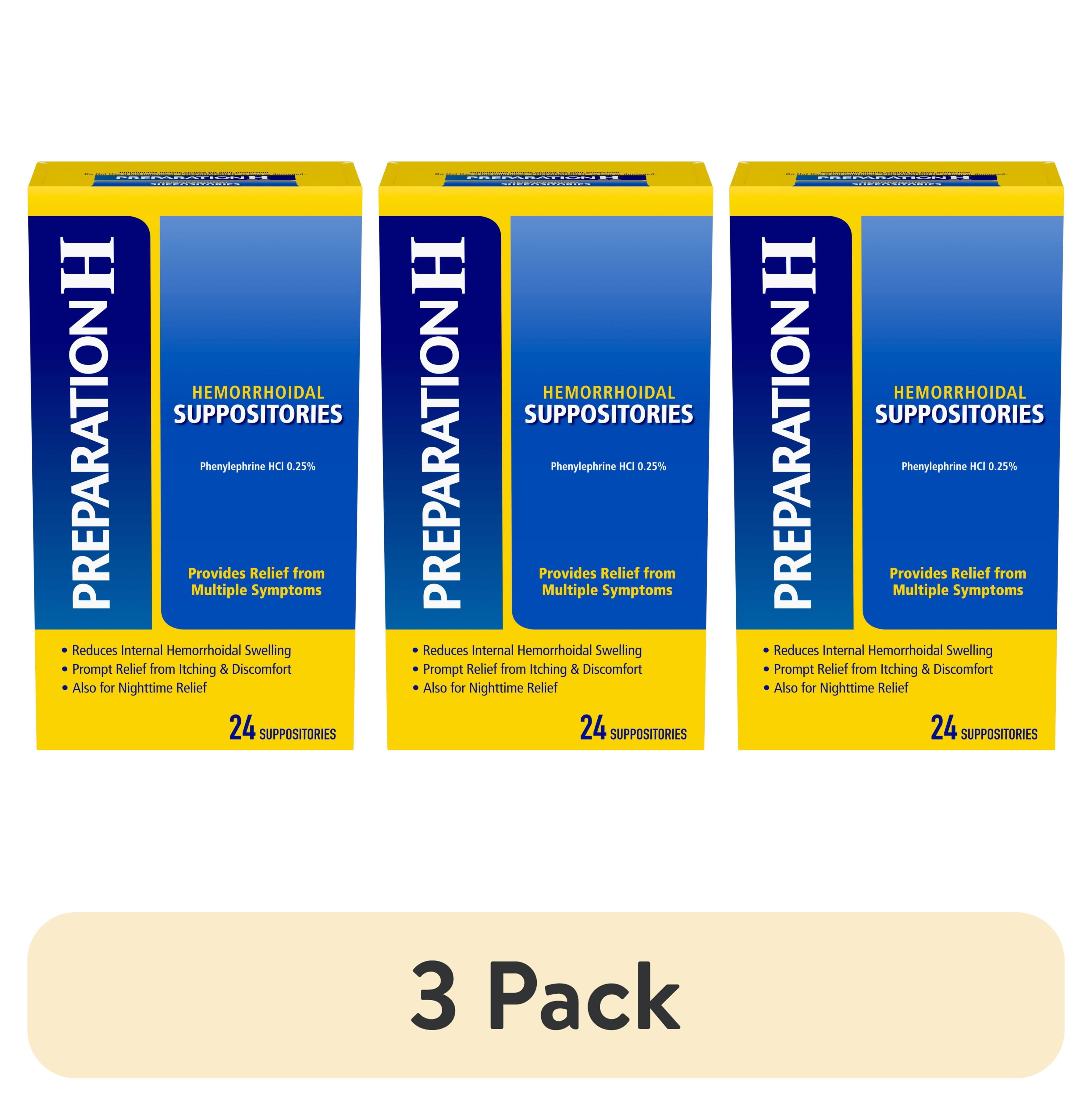 (3 pack) Preparation H Hemorrhoid Suppositories for Itching and Discomfort Relief - 24 Count
