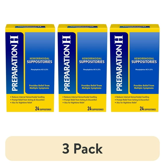 (3 pack) Preparation H Hemorrhoid Suppositories for Itching and Discomfort Relief - 24 Count