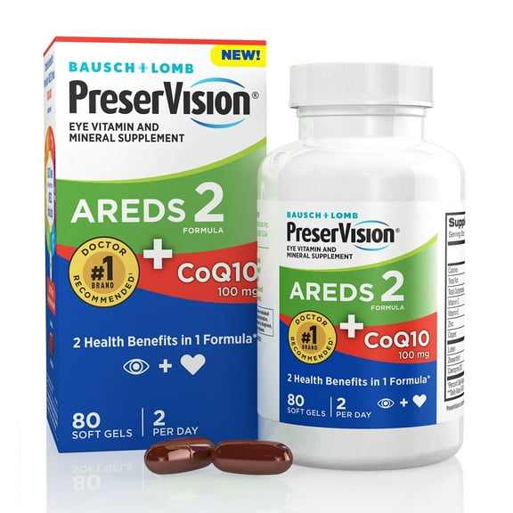 (3 pack) PreserVision AREDS 2 Eye Vitamins with CoQ10 for Heart Health, Lutein, Zeaxanthin, Vitamin C & E, Zinc, Copper, 80 Softgels