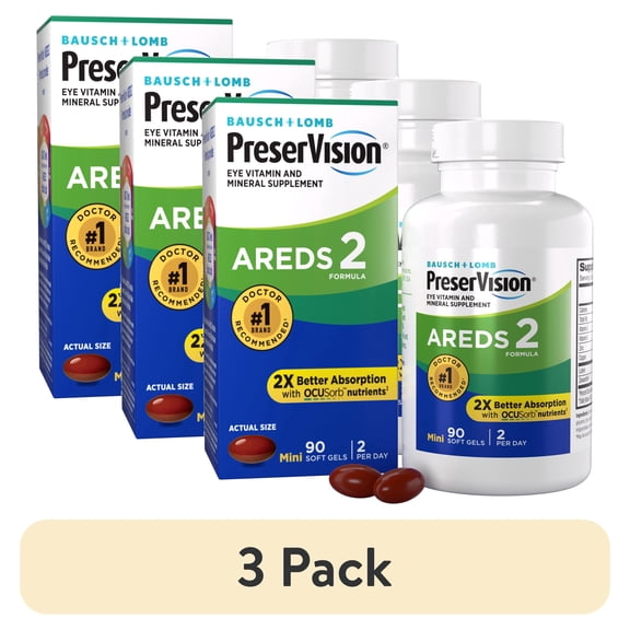 (3 pack) PreserVision AREDS 2 Eye Vitamins & Mineral with Lutein & Zeaxanthin Mini Softgels 90Count