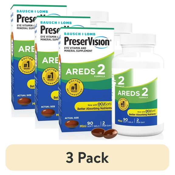 (3 pack) PreserVision AREDS 2 Eye Vitamins and Mineral with Lutein and Zeaxanthin Mini Softgels, 90 Count