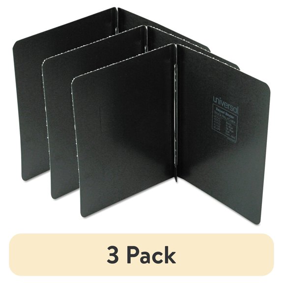 (3 pack) Universal Pressboard Report Cover, Prong Clip, Letter, 3" Capacity, Black Unv80571