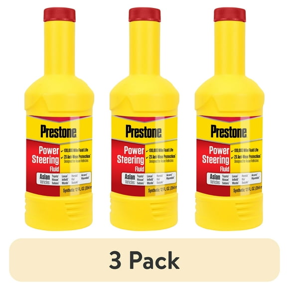 (3 pack) Prestone Asian Vehicles Full Synthetic Power Steering Fluid for Cars and Trucks - 12 oz - 100,000 Miles