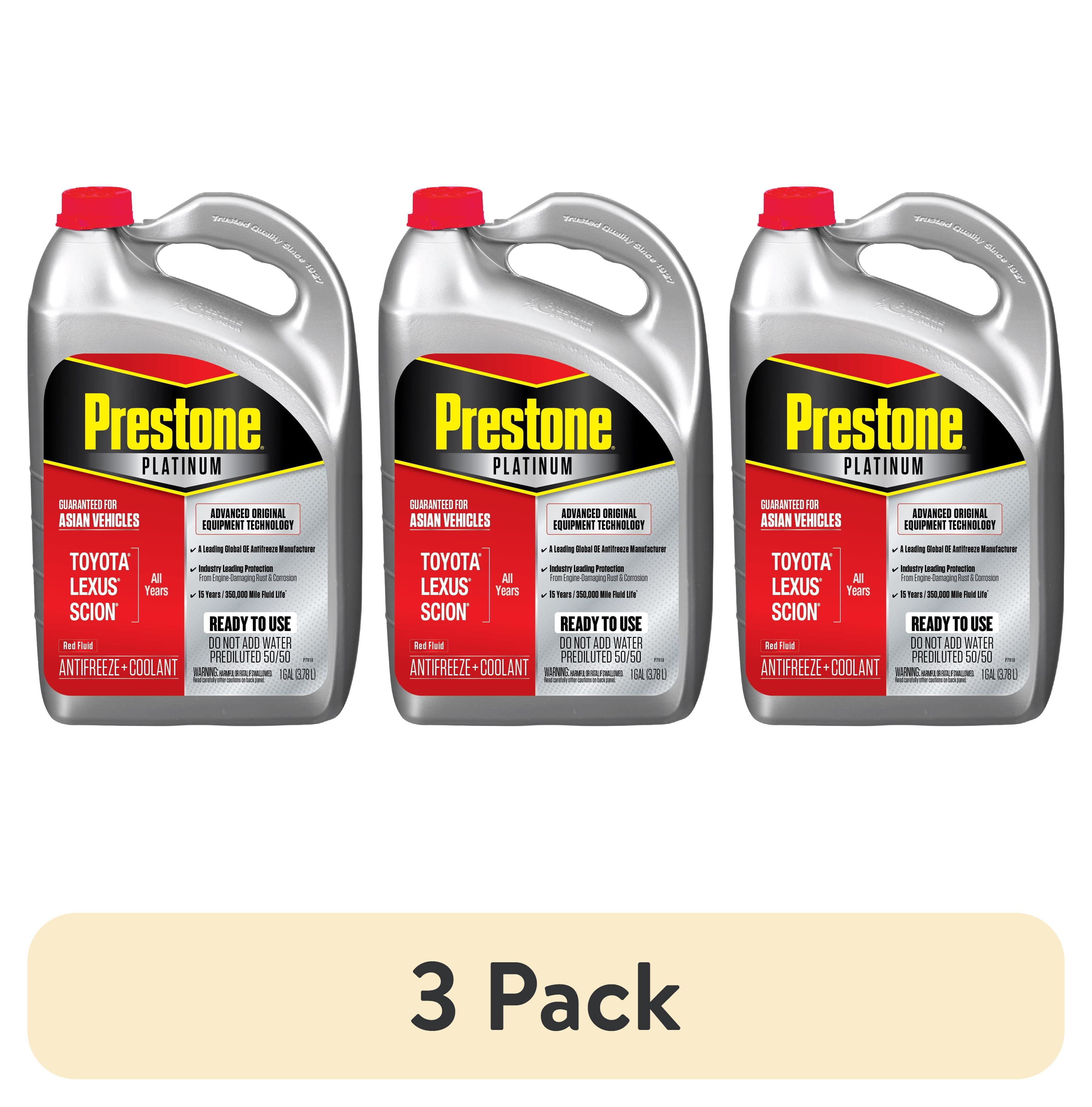 (3 pack) Prestone Platinum Asian Red Antifreeze and Coolant Prediluted 50/50 for Toyota, Lexus & Scion, 1 Gallon