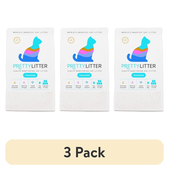 (3 pack) (3 pack) PrettyLitter Non-Clumping Health Monitoring Cat Litter, Unscented, 8 lb Bag