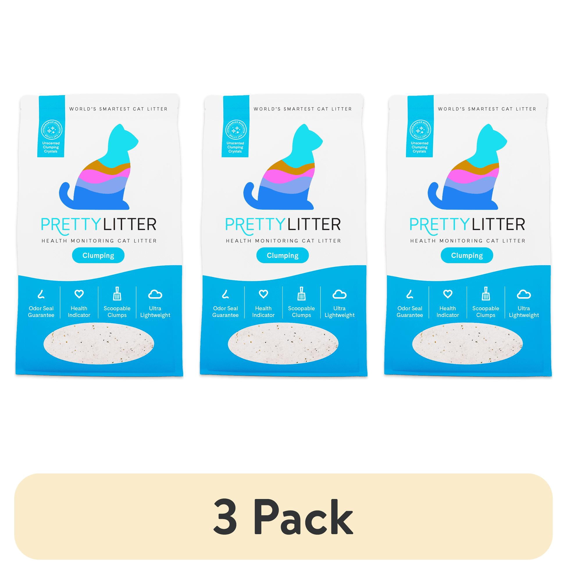(3 pack) PrettyLitter Clumping Health Monitoring Cat Litter, Unscented, 10 lb Bag