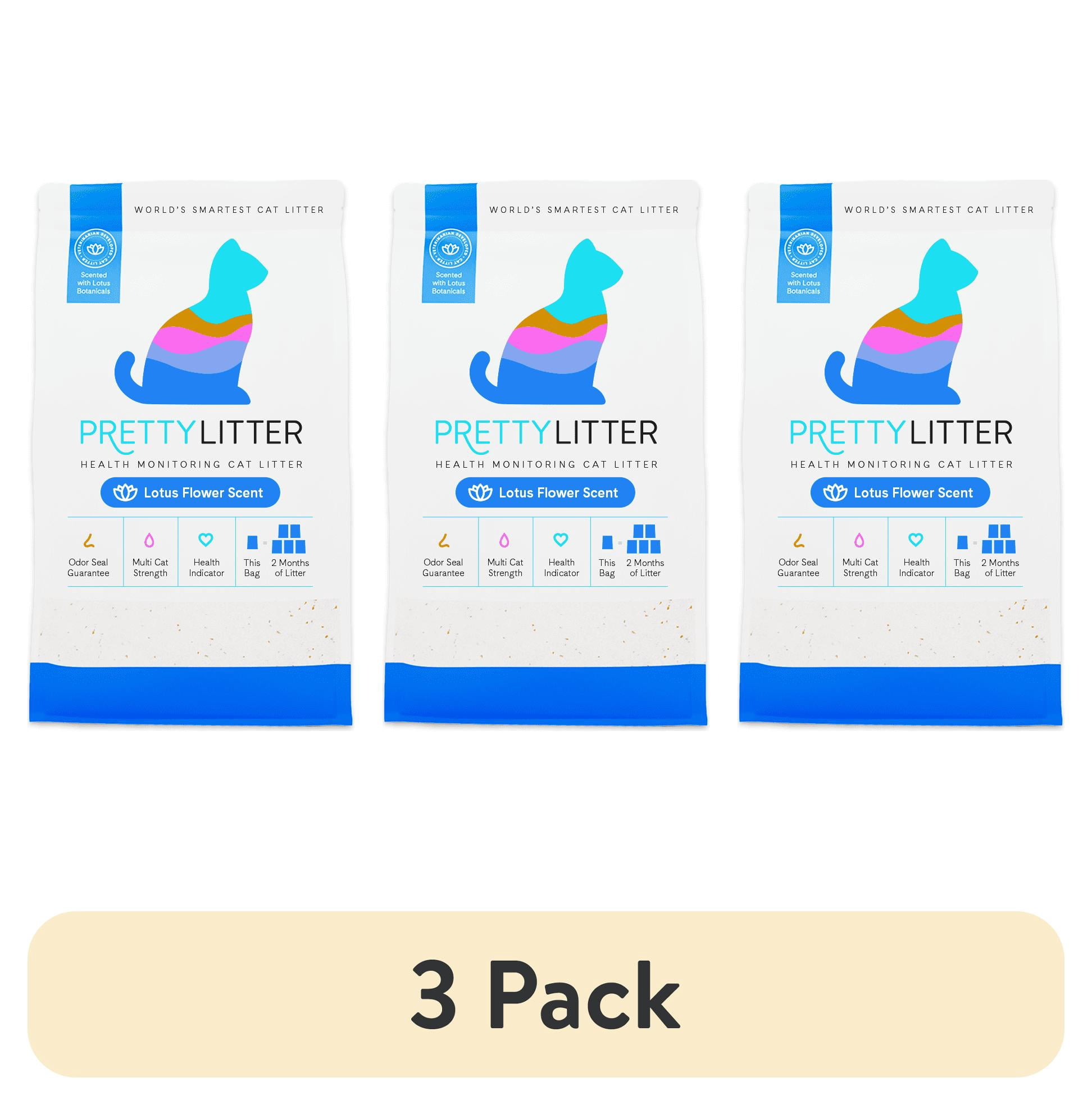 (3 pack) PrettyLitter Health Monitoring Cat Litter, Lotus Flower Scent, 8lb