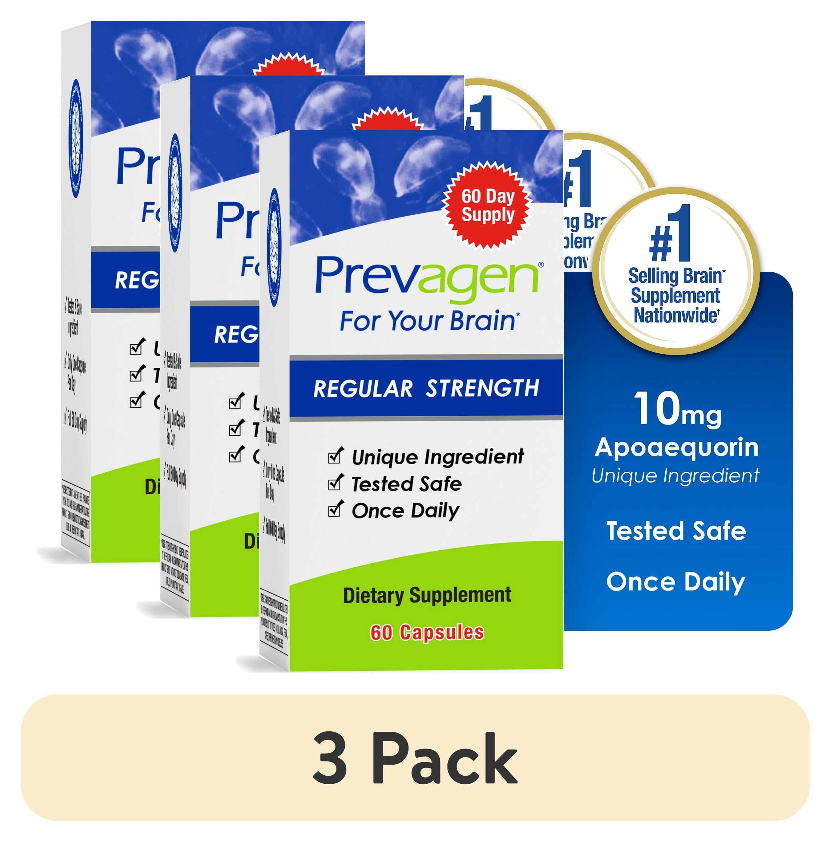 (3 pack) Prevagen Regular Strength Capsules with Apoaequorin & Vitamin D for Your Brain 60 Count