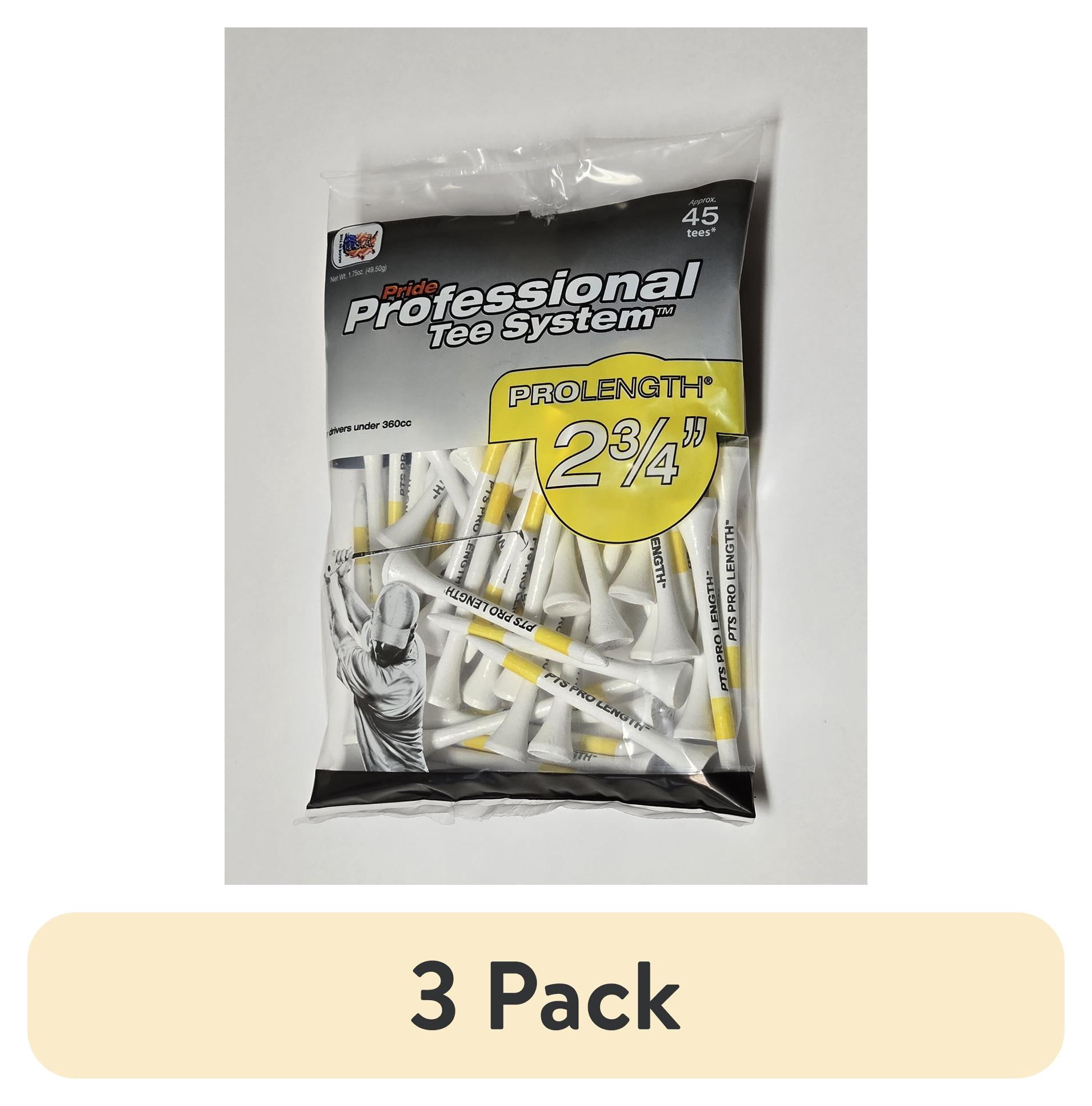 (3 pack) PrideSports 2-3/4" White Golf Tees, 45-Count, Pride PTS, Wooden Tees for Hybrid & 3-Wood