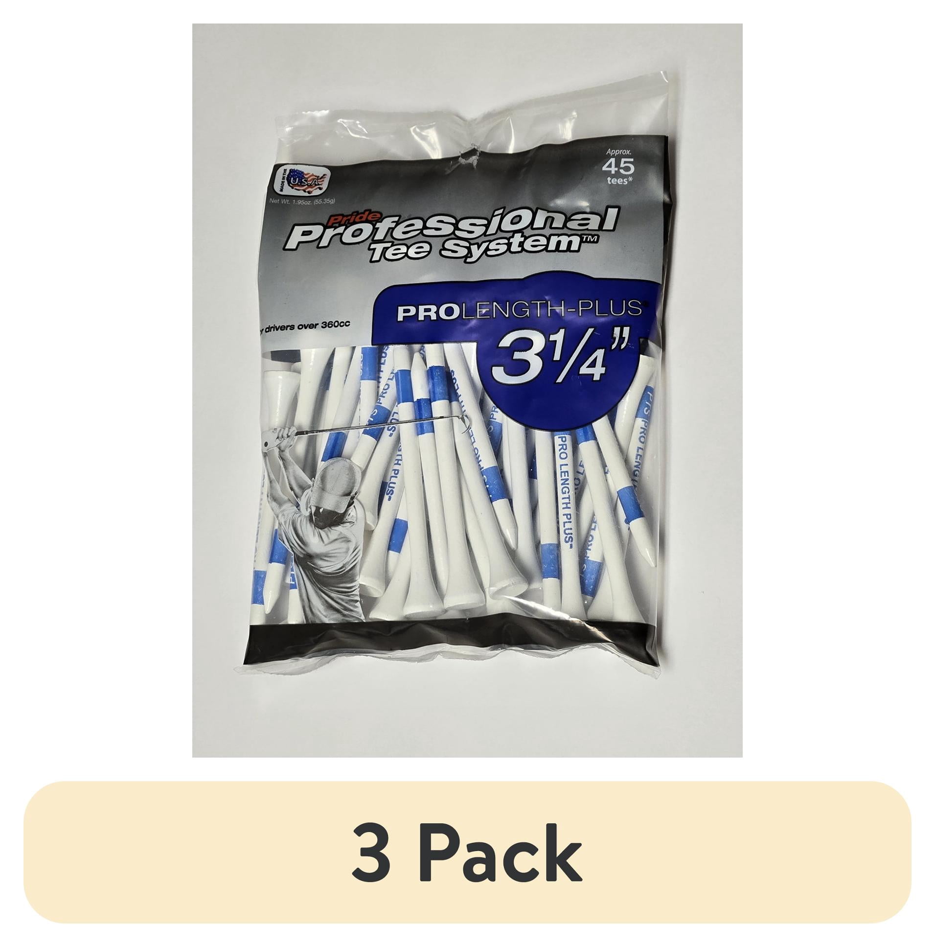 (3 pack) PrideSports 3-1/4" White Golf Tees, 45-Count, Pride PTS, Wood Tees for Driver & 3-Wood
