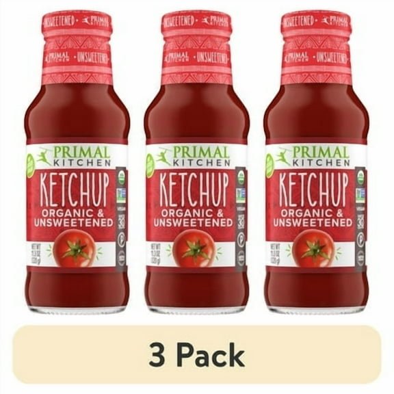(3 pack) Primal Kitchen Organic and Unsweetened Ketchup 11.3 oz