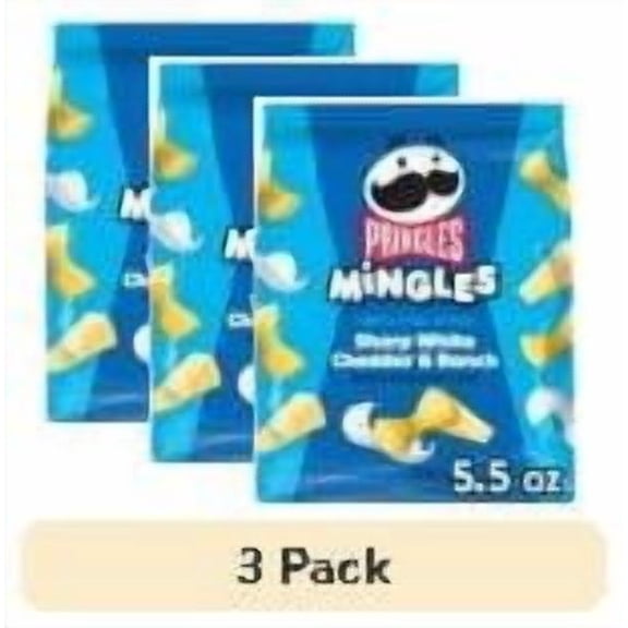 (3 pack) Pringles Mingles Sharp White Cheddar and Ranch Puffed Snacks, Cheese Puffs, 5.5 oz