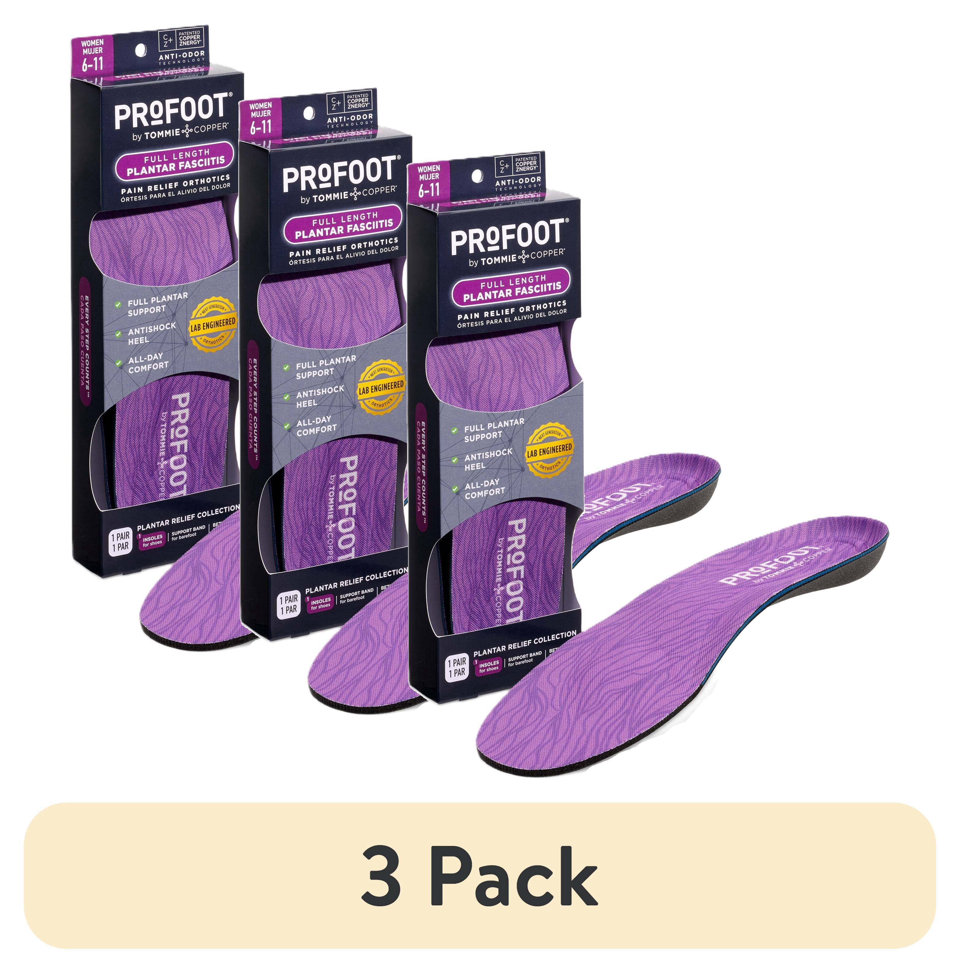 (3 pack) ProFoot Full Length Plantar Fasciitis Orthotic Insoles, Womens 6-11, 1 Pair