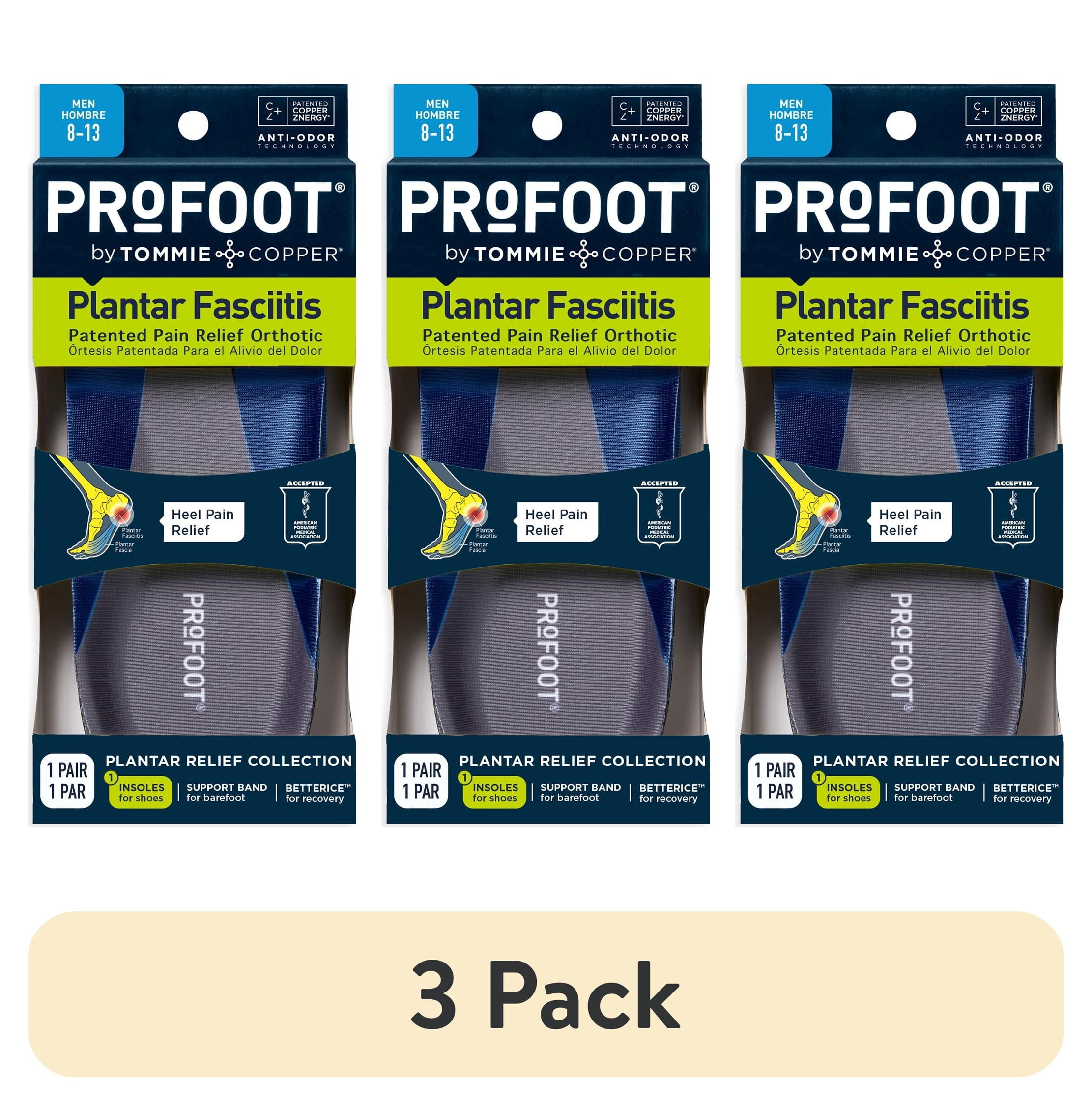 (3 pack) ProFoot Plantar Fasciitis Orthotic Insoles, Mens 8-13, 1 Pair