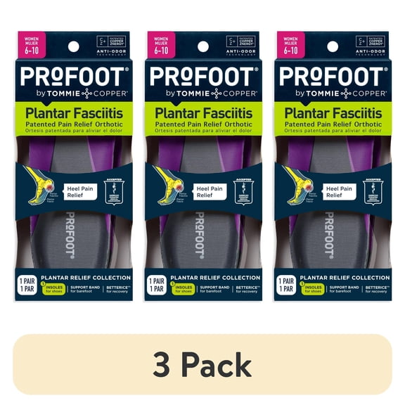 (3 pack) ProFoot Plantar Fasciitis Orthotic Insoles, Womens 6-11, 1 Pair