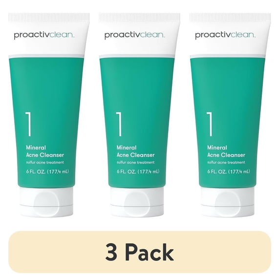 (3 pack) Proactiv Clean Mineral Acne Cleanser, Sulfur Acne Treatment Face Wash, Dermatologist Developed and Tested, Non-comedogenic, 6 Fl Oz