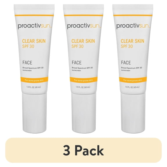 (3 pack) Proactiv Clear Skin Face Sunscreen Moisturizer With SPF 30 - Hydrating SPF Lotion And Sensitive Skin Sunscreen For Oily Skin And Acne-Prone Skin, Oil Free Matte Skincare Sunscreen, 1.5 Oz
