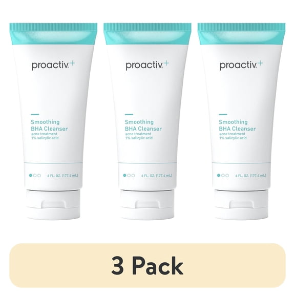 (3 pack) Proactiv+ Smoothing BHA Cleanser, Gentle Formula with 1% Salicylic Acid & Aloe, Suitable for All Skin Types, Treats Mild to Moderate Acne, 6 Fl Oz