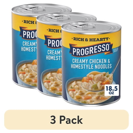 (3 pack) Progresso Creamy Chicken and Homestyle Noodles Soup, Rich and Hearty Canned Soup, 18.5 oz