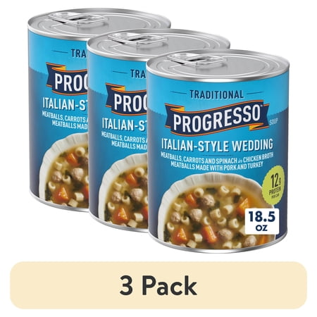 (3 pack) Progresso Italian-Style Wedding Soup, Traditional Canned Soup, 18.5 oz