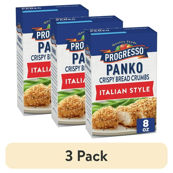 (3 pack) Progresso Panko Crispy Bread Crumbs, Italian Style, Cooking Ingredient, 8 oz