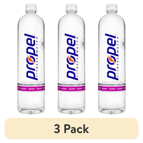 (3 pack) Propel Fitness Berry Flavored Electrolyte Water Beverage, 33.8 fl oz Bottle