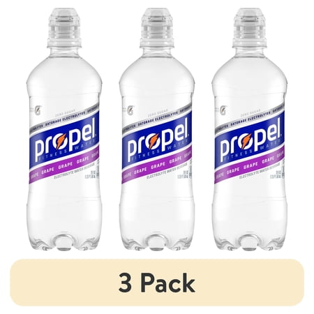 (3 pack) Propel Zero Grape Electrolyte Fitness Water, 20 fl oz, Bottle