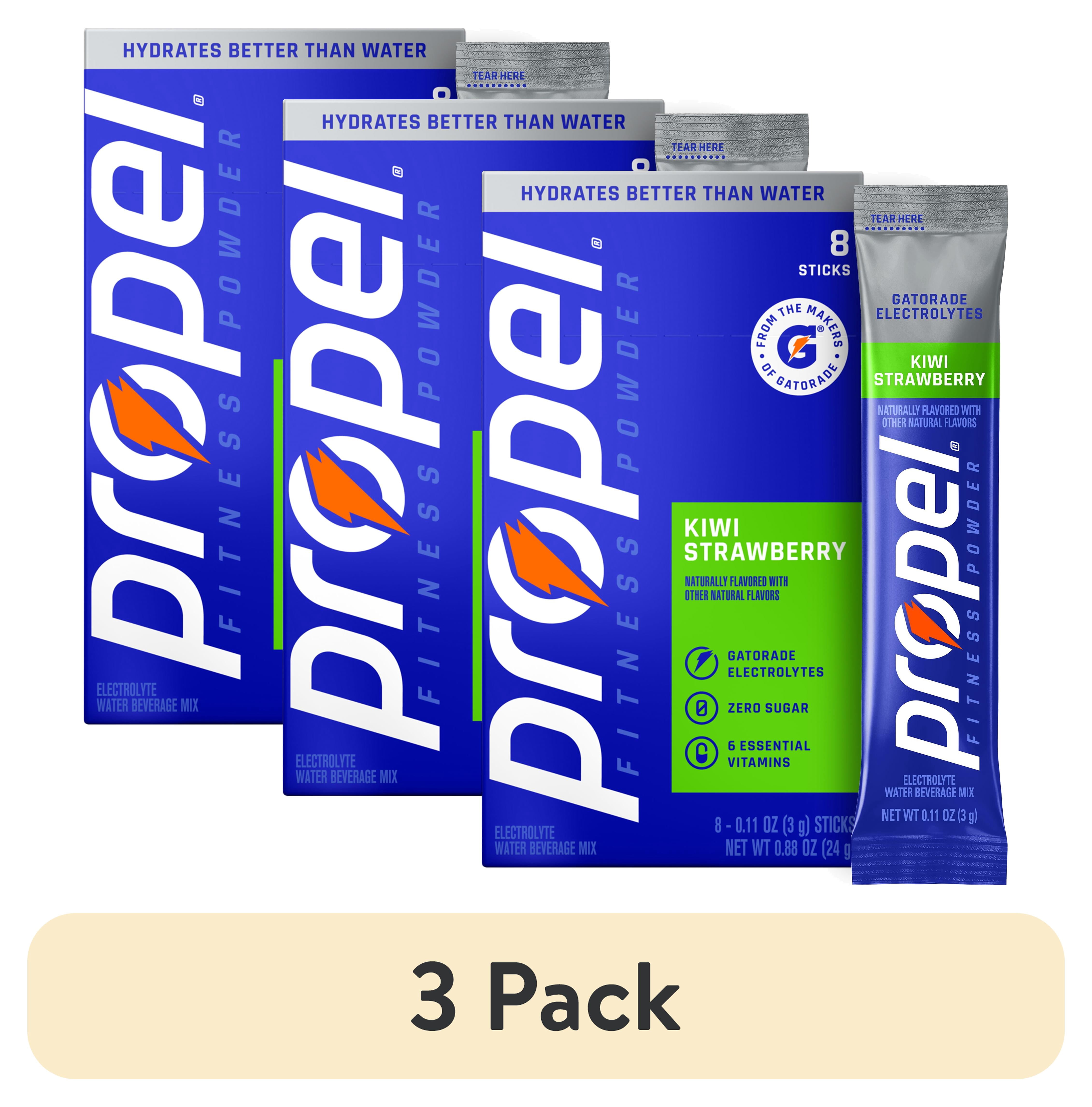 (3 pack) Propel Zero Sugar Strawberry Kiwi, On the Go Packs, Electrolyte Powder Drink Mix, 0.11 oz, 8 Count Packets