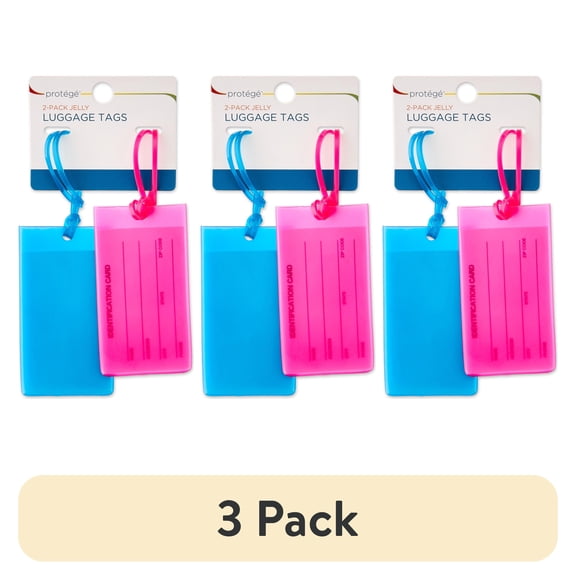 (3 pack) Protege Blue and Pink Jelly Luggage Tags, 2 Count