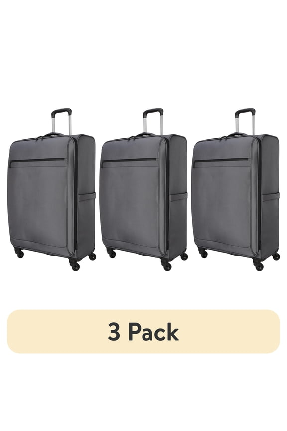 (3 pack) Protege Gravity Free 30" Softside Upright Luggage, Gray