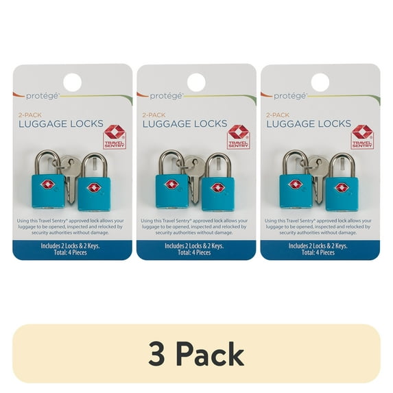 (3 pack) Protégé Key Luggage Lock Set of 2 in Blue Atoll