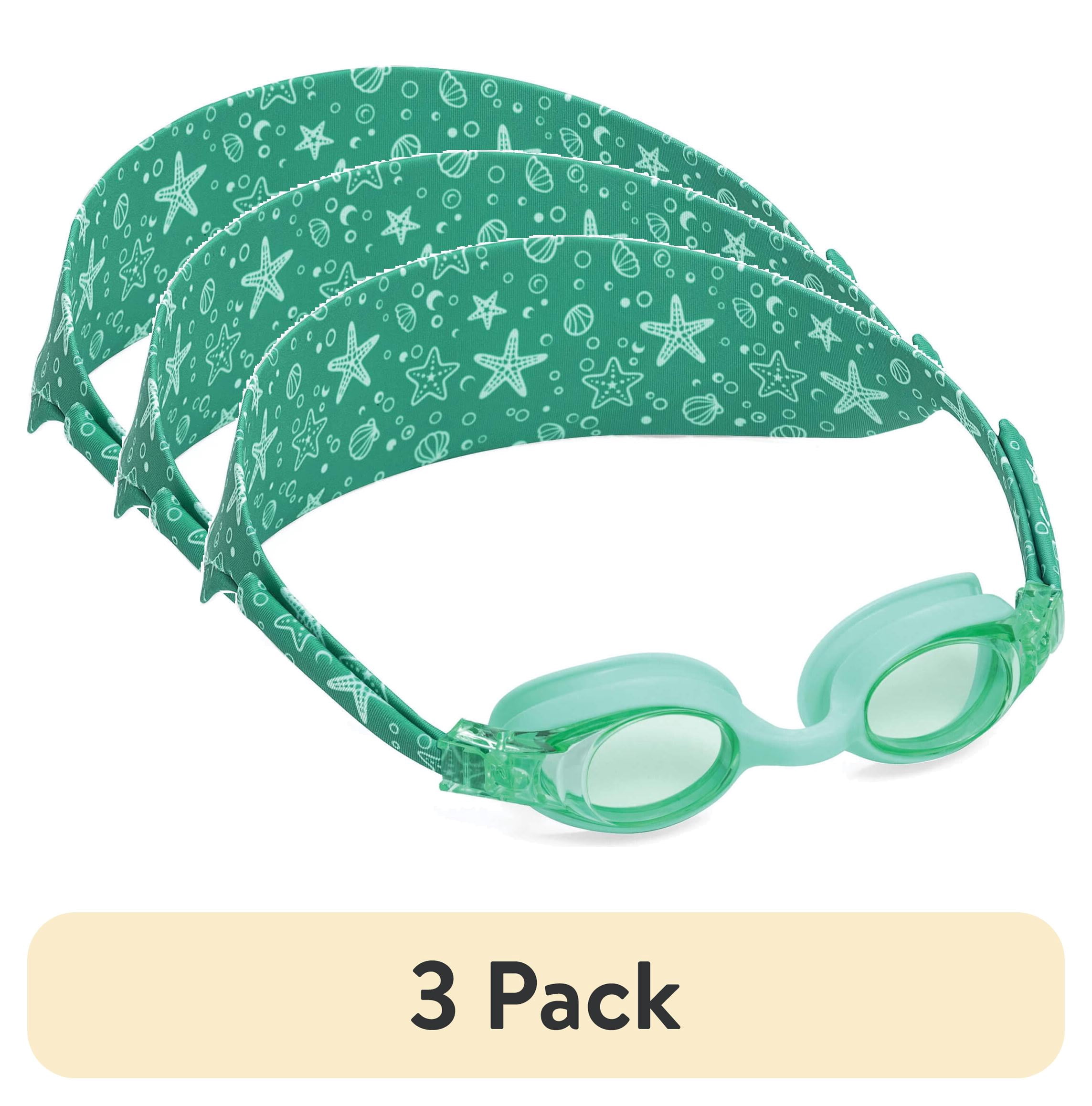 (3 pack) Puddle Jumper Child Fabric Swim Goggles, Green, Non-Latex and Non-PVC, Kids Ages 3+