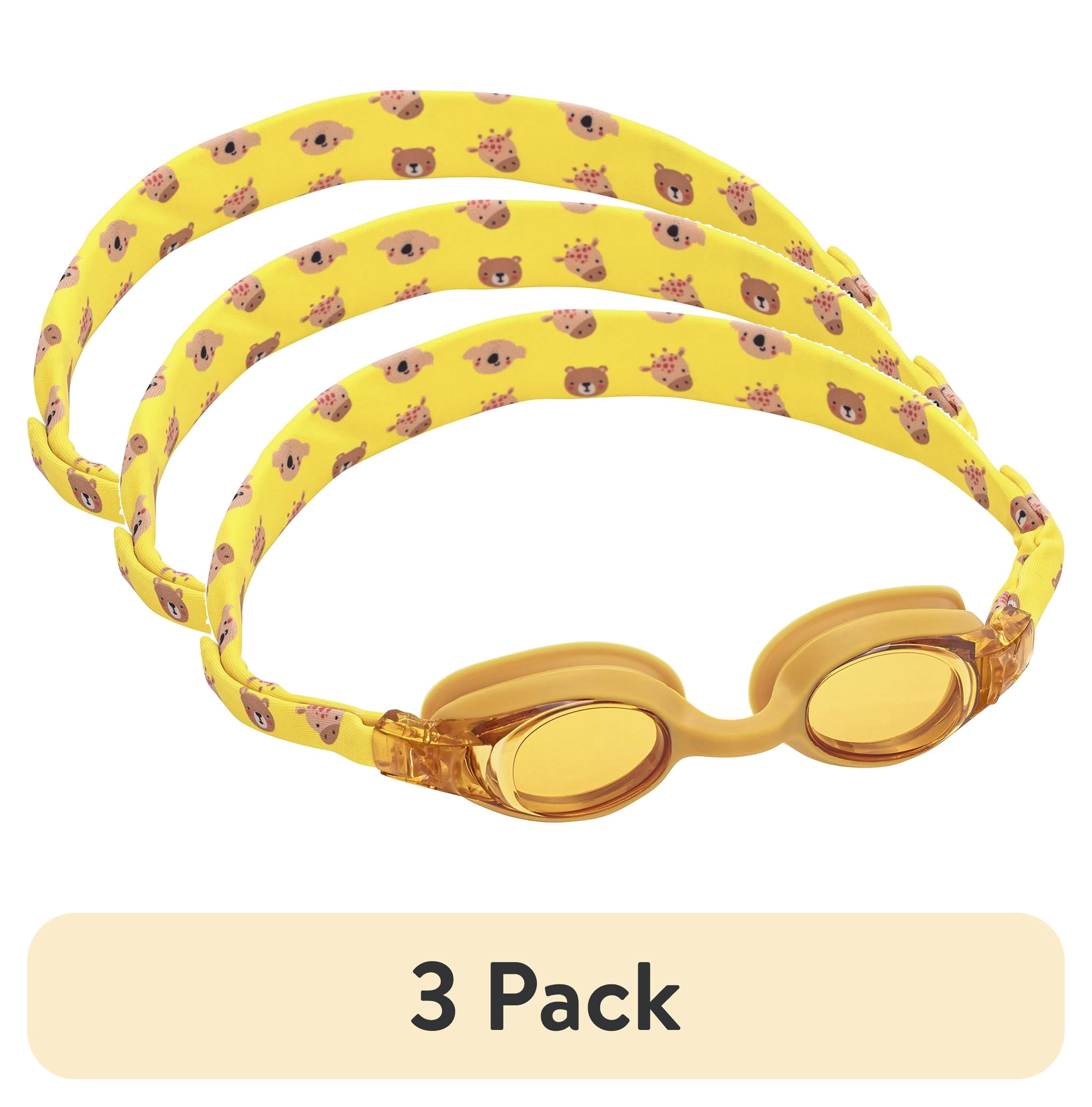 (3 pack) Puddle Jumper Child Fabric Swim Goggles, Yellow, Non-Latex and Non-PVC, Kids Ages 3+