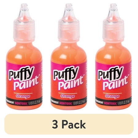 (3 pack) Puffy 3D Puff Paint, Fabric and Multi-Surface, Orange, 1 fl oz Liquid Puff