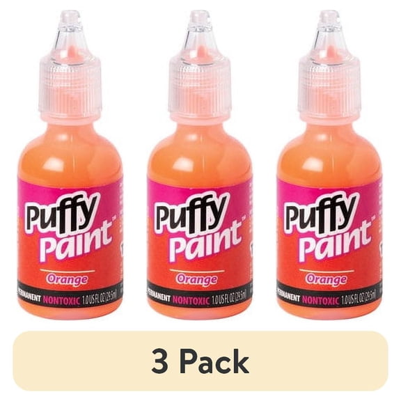 (3 pack) Puffy 3D Puff Paint, Fabric and Multi-Surface, Orange, 1 fl oz Liquid Puff