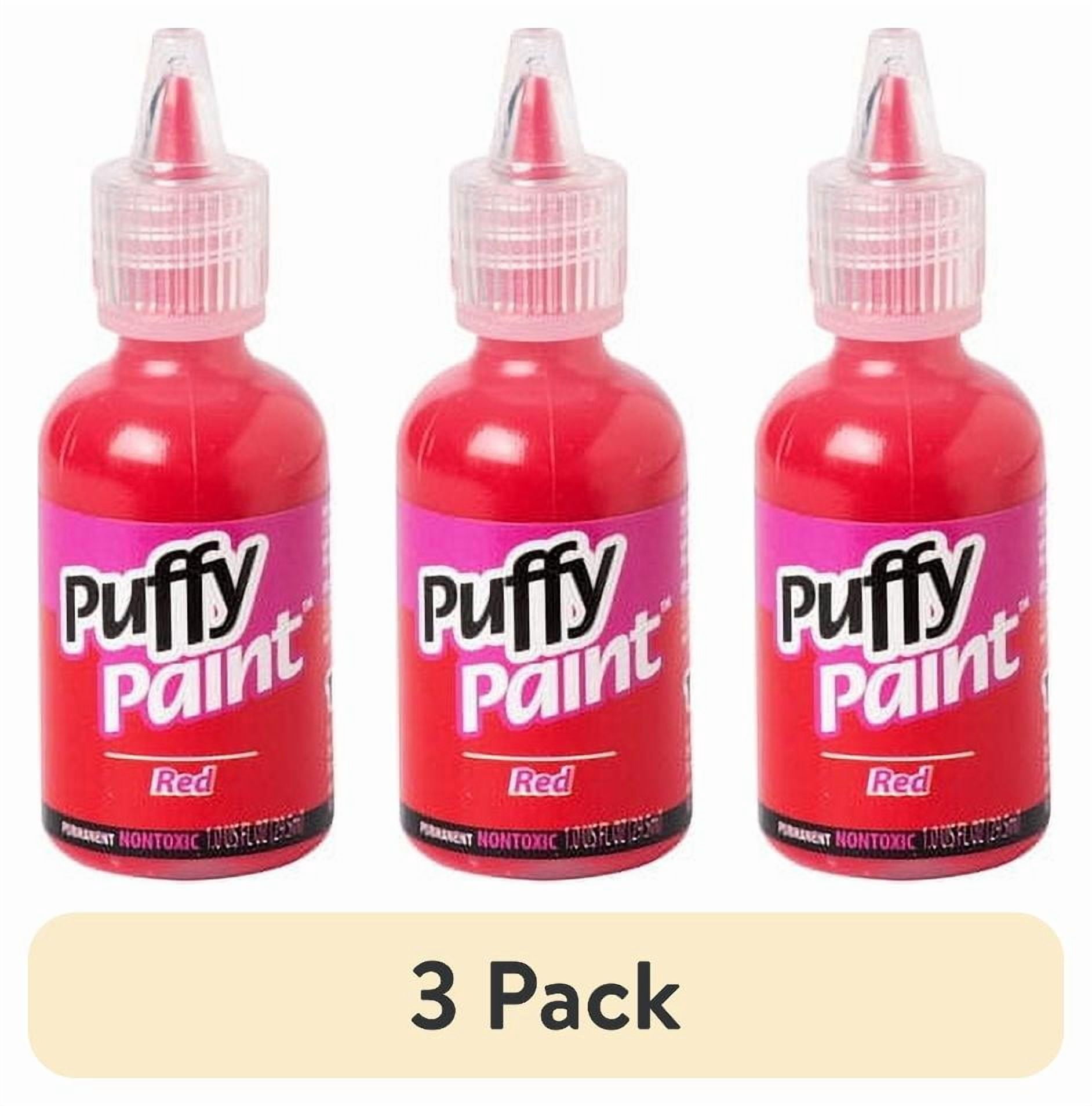 (3 pack) Puffy 3D Puff Paint, Fabric and Multi-Surface, True Red, 1 fl oz Liquid Puff