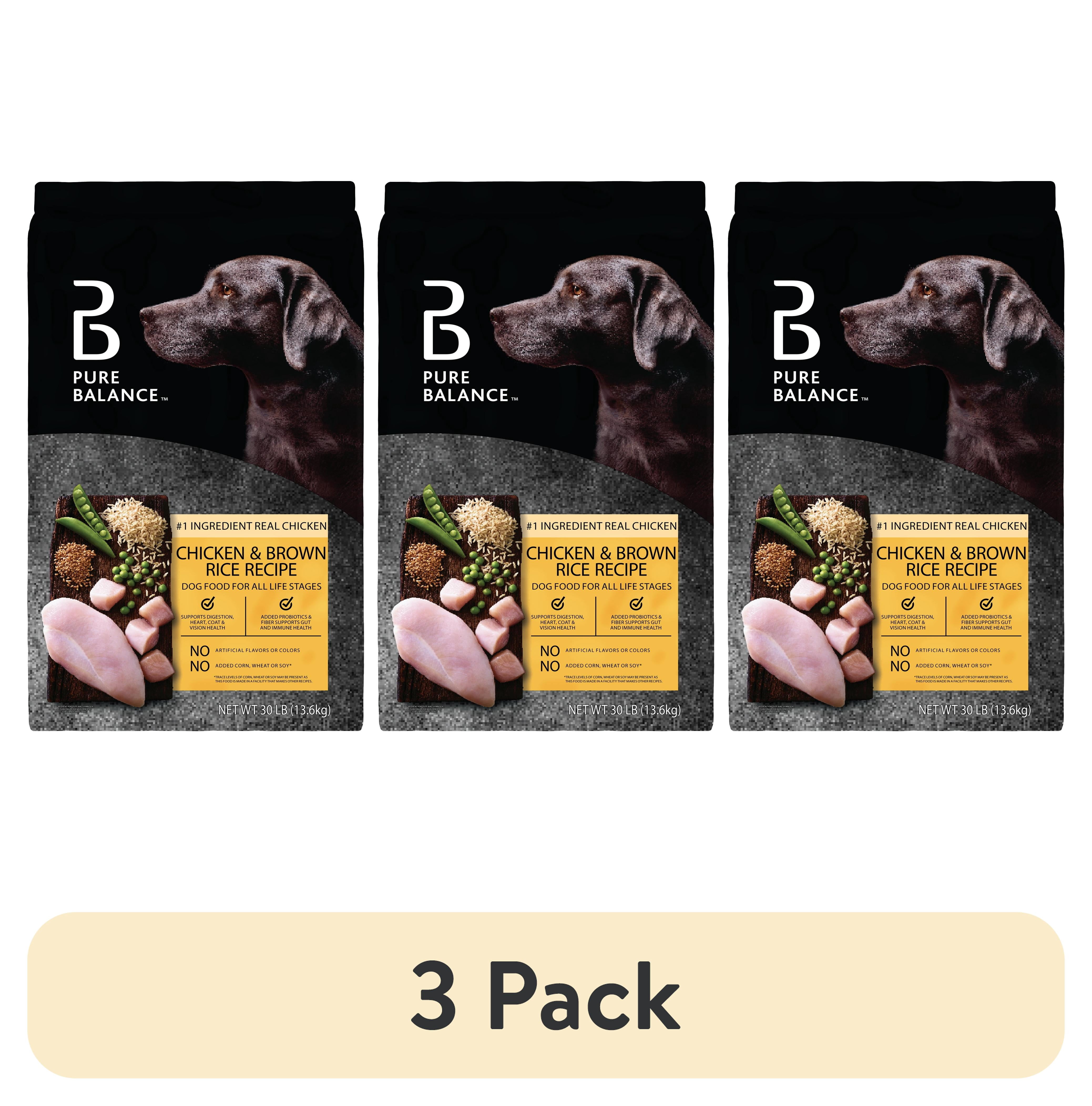(3 pack) Pure Balance Chicken & Brown Rice Recipe Dry Dog Food, 30 lbs